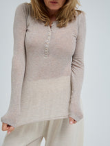 Seamless Basic Cotton Granddad | Baumwolle L/S T-Shirt Desert Melange