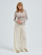 Seamless Basic Cotton Granddad | Baumwolle L/S T-Shirt Desert Melange