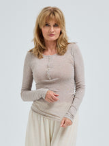 Seamless Basic Cotton Granddad | Baumwolle L/S T-Shirt Desert Melange