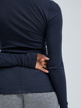 Seamless Basic Cotton Granddad | Baumwolle L/S T-Shirt Midnight