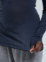 Seamless Basic Cotton Granddad | Baumwolle L/S T-Shirt Midnight