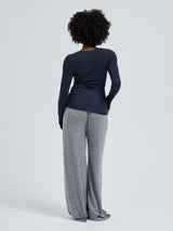 Seamless Basic Cotton Granddad | Baumwolle L/S T-Shirt Midnight