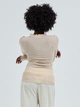 Seamless Basic Cotton Romance | Baumwolle L/S T-Shirt Dark sand