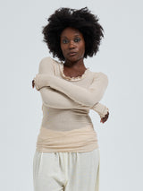 Seamless Basic Cotton Romance | Baumwolle L/S T-Shirt Dark sand