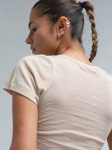 Seamless Basic Cotton Roseanna | Baumwolle S/S T-Shirt Dark sand