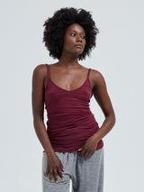 Seamless Basic Cotton Spaghetti | Baumwolle Strap Top Burgundy