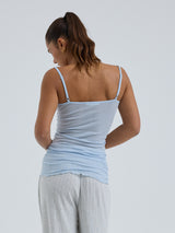 Seamless Basic Cotton Spaghetti | Baumwolle Strap Top Hazy Sky