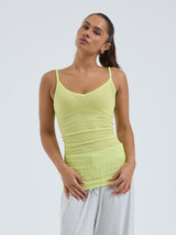 Seamless Basic Cotton Spaghetti | Baumwolle Strap Top Neon Yellow