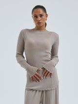 Seamless Basic Elegante | Merinowolle L/S T-Shirt Beige