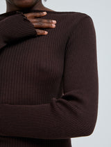 Seamless Basic Elegante | Merinowolle L/S T-Shirt Dark Brown