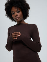 Seamless Basic Elegante | Merinowolle L/S T-Shirt Dark Brown