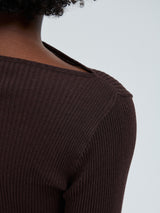 Seamless Basic Elegante | Merinowolle L/S T-Shirt Dark Brown