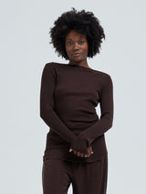 Seamless Basic Elegante | Merinowolle L/S T-Shirt Dark Brown