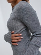 Seamless Basic Elegante | Merinowolle L/S T-Shirt Grey Melange