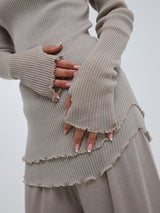 Seamless Basic Fiori | Merinowolle L/S T-Shirt Beige