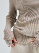 Seamless Basic Fiori | Merinowolle L/S T-Shirt Beige