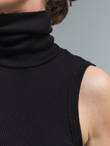 Seamless Basic Fleur | Bio-Baumwolle Roll Neck Sleeveless Black