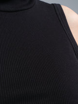 Seamless Basic Fleur | Bio-Baumwolle Roll Neck Sleeveless Black