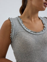 Seamless Basic Flounce | Baumwolle Tank Top Grey Melange