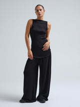 Seamless Basic Fresco | Merinowolle Strap Top Black