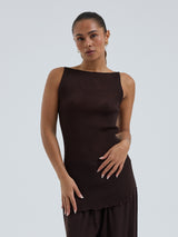 Seamless Basic Fresco | Merinowolle Strap Top Dark Brown