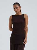 Seamless Basic Fresco | Merinowolle Strap Top Dark Brown