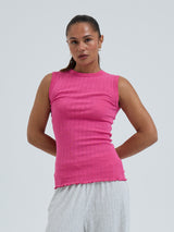 Seamless Basic Jacquard Crush | Baumwolle Tank Top Berry Pink