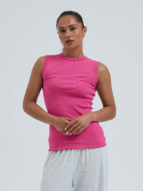 Seamless Basic Jacquard Crush | Baumwolle Tank Top Berry Pink