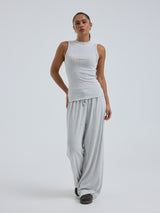 Seamless Basic Jacquard Crush | Baumwolle Tank Top Lt grey melange