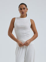 Seamless Basic Jacquard Crush | Baumwolle Tank Top Off-White