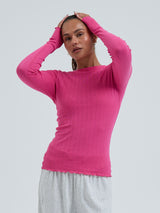 Seamless Basic Jacquard Fiore | Baumwolle L/S T-Shirt Berry Pink