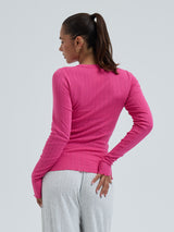 Seamless Basic Jacquard Fiore | Baumwolle L/S T-Shirt Berry Pink