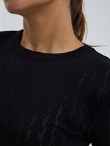 Seamless Basic Jacquard Fiore | Baumwolle L/S T-Shirt Black