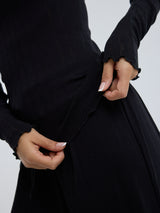 Seamless Basic Jacquard Fiore | Baumwolle L/S T-Shirt Black