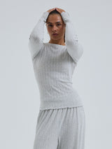 Seamless Basic Jacquard Fiore | Baumwolle L/S T-Shirt Lt grey melange