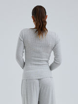 Seamless Basic Jacquard Fiore | Baumwolle L/S T-Shirt Lt grey melange