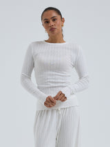 Seamless Basic Jacquard Fiore | Baumwolle L/S T-Shirt Off-White