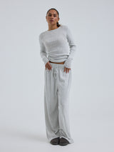 Seamless Basic Jacquard Pants | Baumwolle Pants Lt grey melange