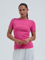 Seamless Basic Jacquard Short Sleeve | Baumwolle S/S T-Shirt Berry Pink