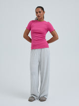 Seamless Basic Jacquard Short Sleeve | Baumwolle S/S T-Shirt Berry Pink