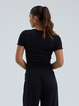 Seamless Basic Jacquard Short Sleeve | Baumwolle S/S T-Shirt Black