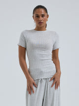 Seamless Basic Jacquard Short Sleeve | Baumwolle S/S T-Shirt Lt grey melange