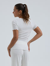 Seamless Basic Jacquard Short Sleeve | Baumwolle S/S T-Shirt Off-White