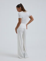 Seamless Basic Jacquard Short Sleeve | Baumwolle S/S T-Shirt Off-White