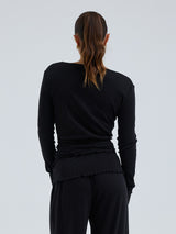 Seamless Basic Jacquard Wrap | Baumwolle Cardigan Black