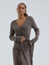 Seamless Basic Jacquard Wrap | Baumwolle Cardigan Fungi