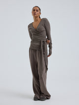 Seamless Basic Jacquard Wrap | Baumwolle Cardigan Fungi