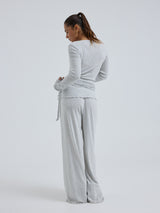 Seamless Basic Jacquard Wrap | Baumwolle Cardigan Lt grey melange