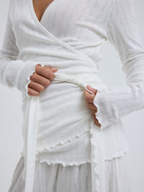 Seamless Basic Jacquard Wrap | Baumwolle Cardigan Off-White