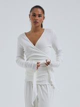 Seamless Basic Jacquard Wrap | Baumwolle Cardigan Off-White